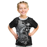 Guam Blue Marlin Fishing Kid T Shirt Guahan Fish Hook Tattoo Black Version