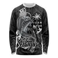 Guam Blue Marlin Fishing Long Sleeve Shirt Guahan Fish Hook Tattoo Black Version