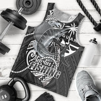 Guam Blue Marlin Fishing Men Tank Top Guahan Fish Hook Tattoo Black Version