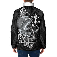 Guam Blue Marlin Fishing Padded Jacket Guahan Fish Hook Tattoo Black Version