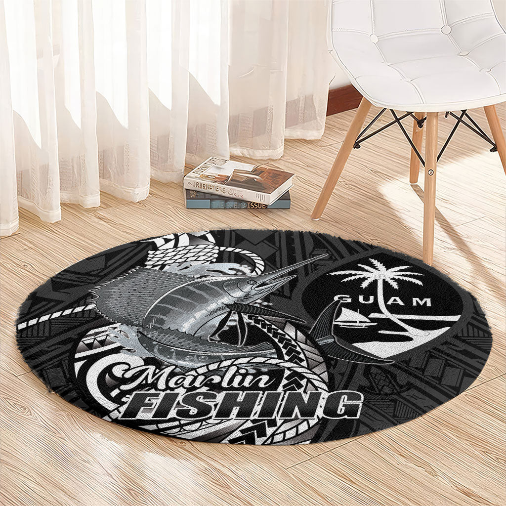 Guam Blue Marlin Fishing Round Carpet Guahan Fish Hook Tattoo Black Version
