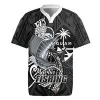Guam Blue Marlin Fishing Rugby Jersey Guahan Fish Hook Tattoo Black Version