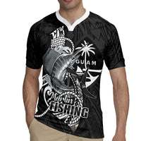 Guam Blue Marlin Fishing Rugby Jersey Guahan Fish Hook Tattoo Black Version