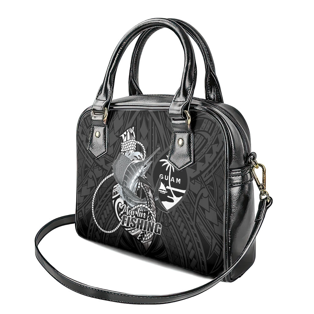 Guam Blue Marlin Fishing Shoulder Handbag Guahan Fish Hook Tattoo Black Version