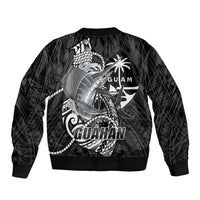 Guam Blue Marlin Fishing Sleeve Zip Bomber Jacket Guahan Fish Hook Tattoo Black Version