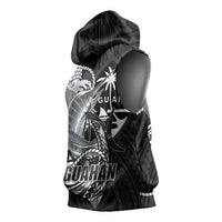 Guam Blue Marlin Fishing Sleeveless Hoodie Guahan Fish Hook Tattoo Black Version
