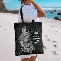 Guam Blue Marlin Fishing Tote Bag Guahan Fish Hook Tattoo Black Version
