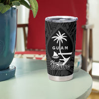 Guam Blue Marlin Fishing Tumbler Cup Guahan Fish Hook Tattoo Black Version