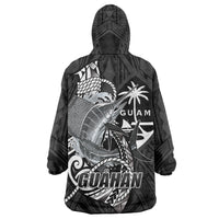 Guam Blue Marlin Fishing Wearable Blanket Hoodie Guahan Fish Hook Tattoo Black Version