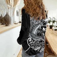 Guam Blue Marlin Fishing Women Casual Shirt Guahan Fish Hook Tattoo Black Version