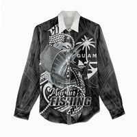 Guam Blue Marlin Fishing Women Casual Shirt Guahan Fish Hook Tattoo Black Version