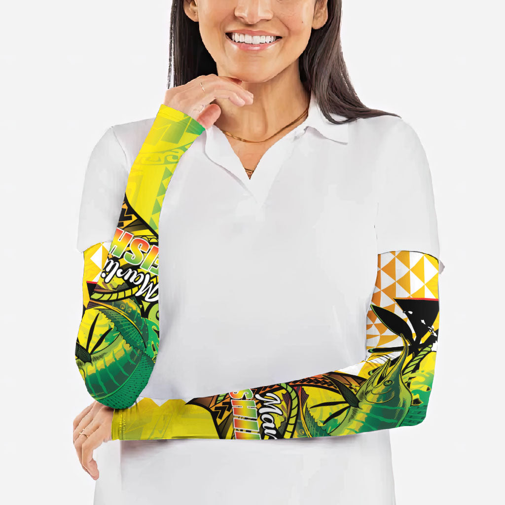 Hawaii Blue Marlin Fishing Arm Sleeves Hawaiian Kanaka Kakau Reggae