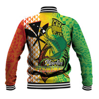 Hawaii Blue Marlin Fishing Baseball Jacket Hawaiian Kanaka Kakau Reggae