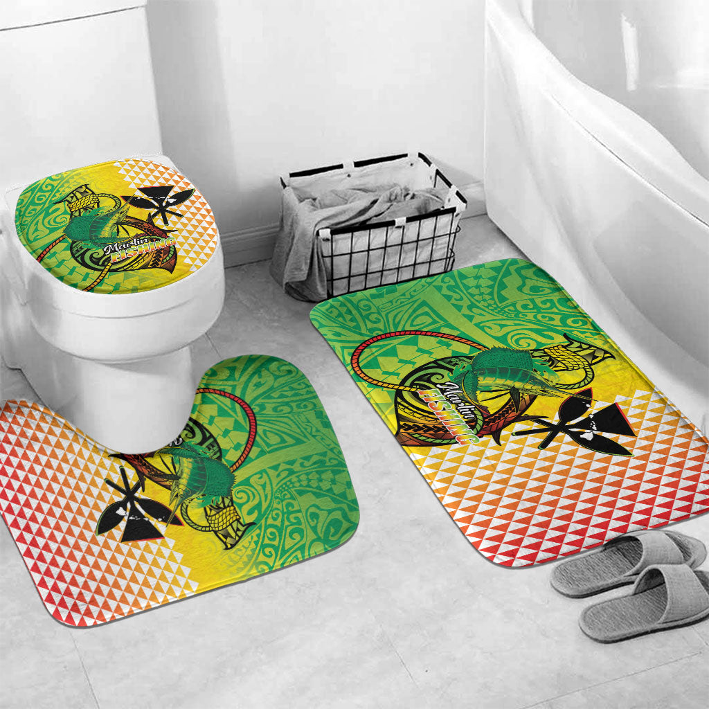 Hawaii Blue Marlin Fishing Bathroom Set Hawaiian Kanaka Kakau Reggae
