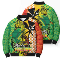 Hawaii Blue Marlin Fishing Bomber Puffer Jacket Hawaiian Kanaka Kakau Reggae