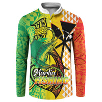 Hawaii Blue Marlin Fishing Button Sweatshirt Hawaiian Kanaka Kakau Reggae