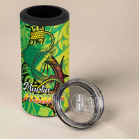 Hawaii Blue Marlin Fishing 4 in 1 Can Cooler Tumbler Hawaiian Kanaka Kakau Reggae