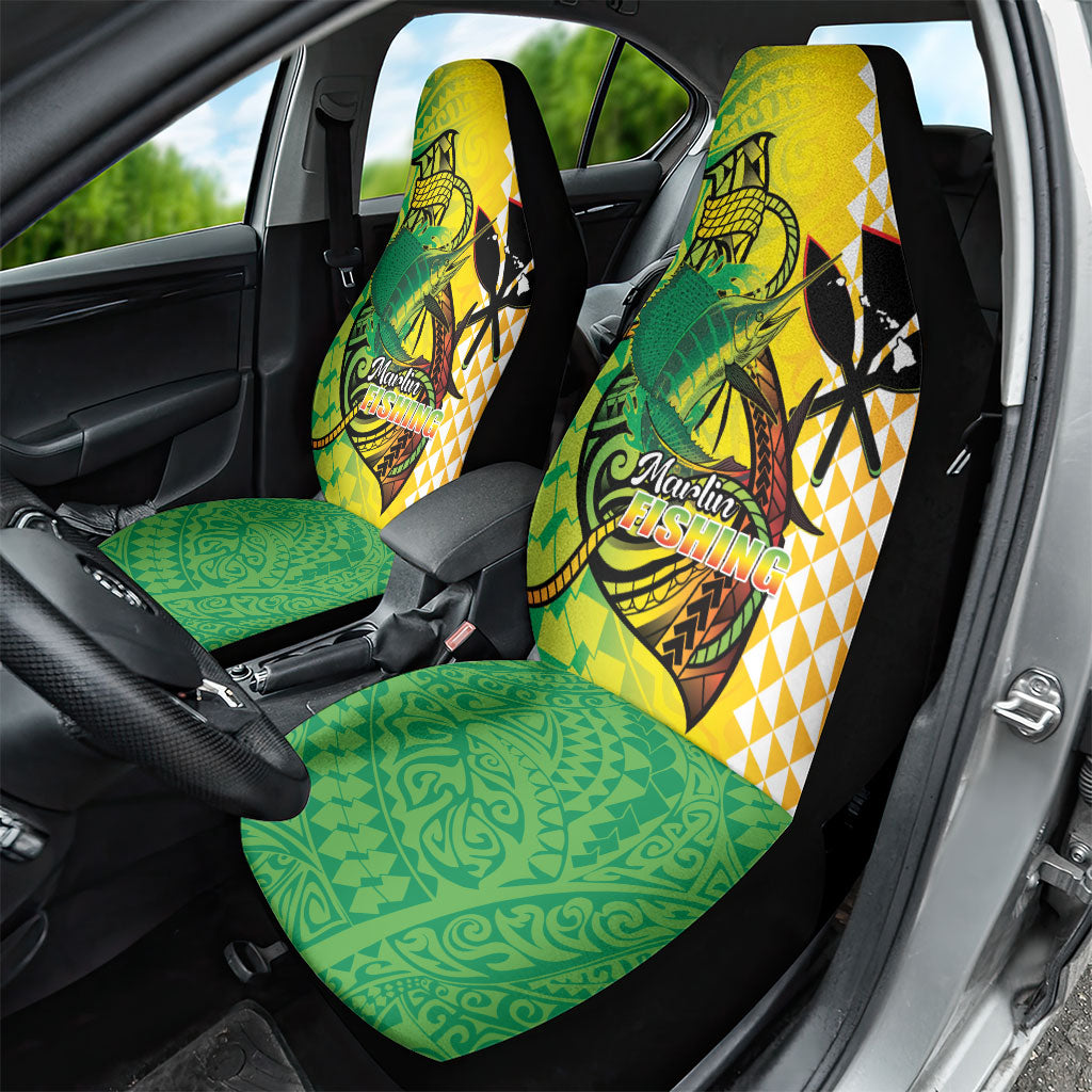 Hawaii Blue Marlin Fishing Car Seat Cover Hawaiian Kanaka Kakau Reggae