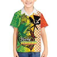 Hawaii Blue Marlin Fishing Family Matching Summer Maxi Dress and Hawaiian Shirt Hawaiian Kanaka Kakau Reggae LT14 Son's Shirt Reggae - Polynesian Pride