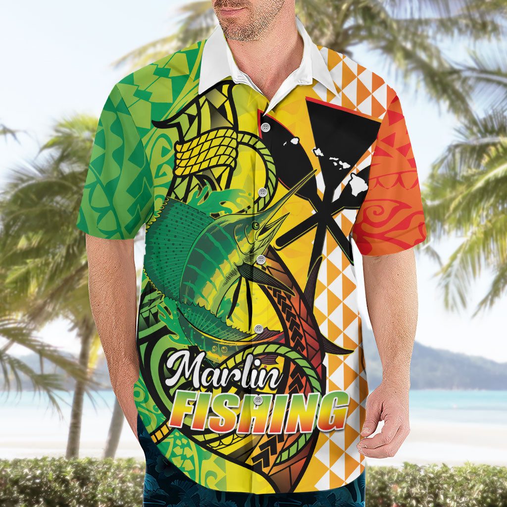 Hawaii Blue Marlin Fishing Hawaiian Shirt Hawaiian Kanaka Kakau Reggae