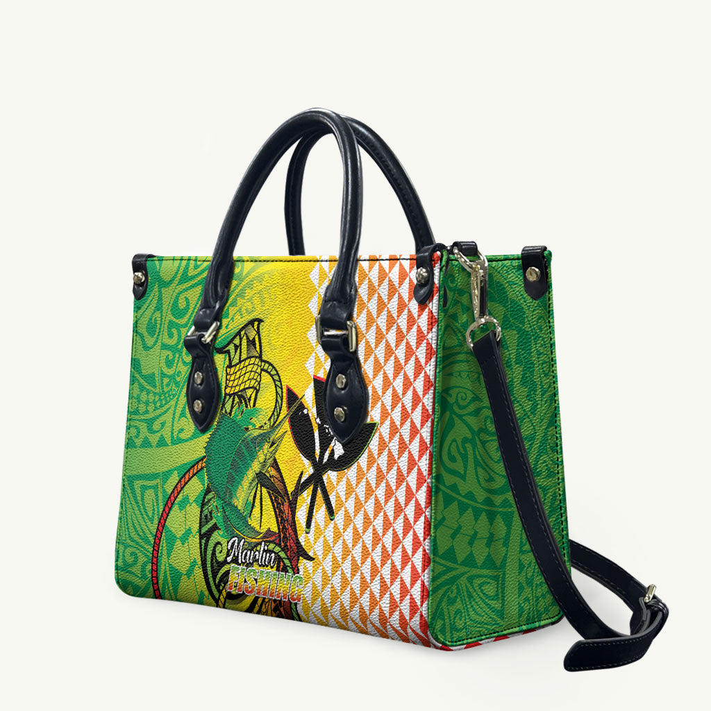 Hawaii Blue Marlin Fishing Leather Bag Hawaiian Kanaka Kakau Reggae