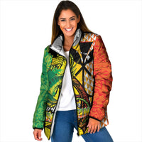 Hawaii Blue Marlin Fishing Padded Jacket Hawaiian Kanaka Kakau Reggae