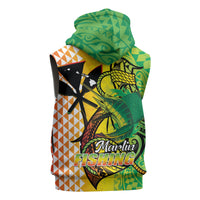 Hawaii Blue Marlin Fishing Sleeveless Zip Hoodie Hawaiian Kanaka Kakau Reggae