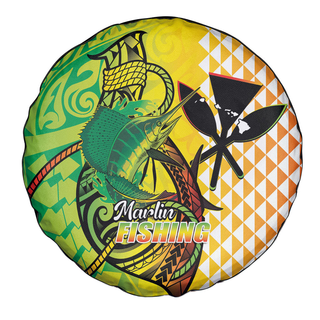 Hawaii Blue Marlin Fishing Spare Tire Cover Hawaiian Kanaka Kakau Reggae