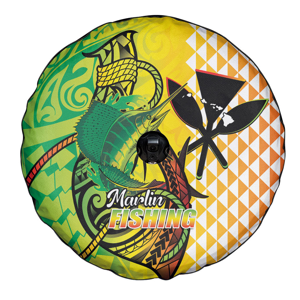 Hawaii Blue Marlin Fishing Spare Tire Cover Hawaiian Kanaka Kakau Reggae