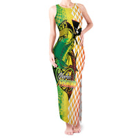 Hawaii Blue Marlin Fishing Tank Maxi Dress Hawaiian Kanaka Kakau Reggae