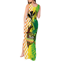 Hawaii Blue Marlin Fishing Tank Maxi Dress Hawaiian Kanaka Kakau Reggae