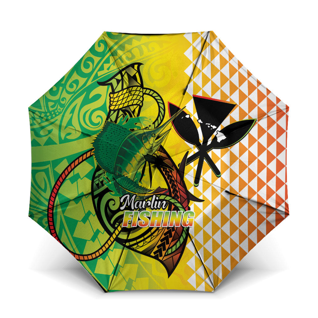 Hawaii Blue Marlin Fishing Umbrella Hawaiian Kanaka Kakau Reggae