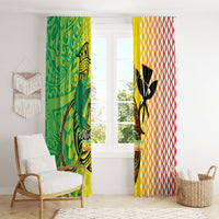 Hawaii Blue Marlin Fishing Window Curtain Hawaiian Kanaka Kakau Reggae