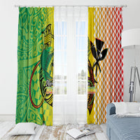 Hawaii Blue Marlin Fishing Window Curtain Hawaiian Kanaka Kakau Reggae