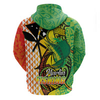 Hawaii Blue Marlin Fishing Zip Hoodie Hawaiian Kanaka Kakau Reggae