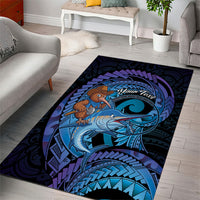 Personalised Blue Marlin Fishing New Zealand Area Rug NZ Kiwi Cowboy Born To Fish LT14 - Polynesian Pride
