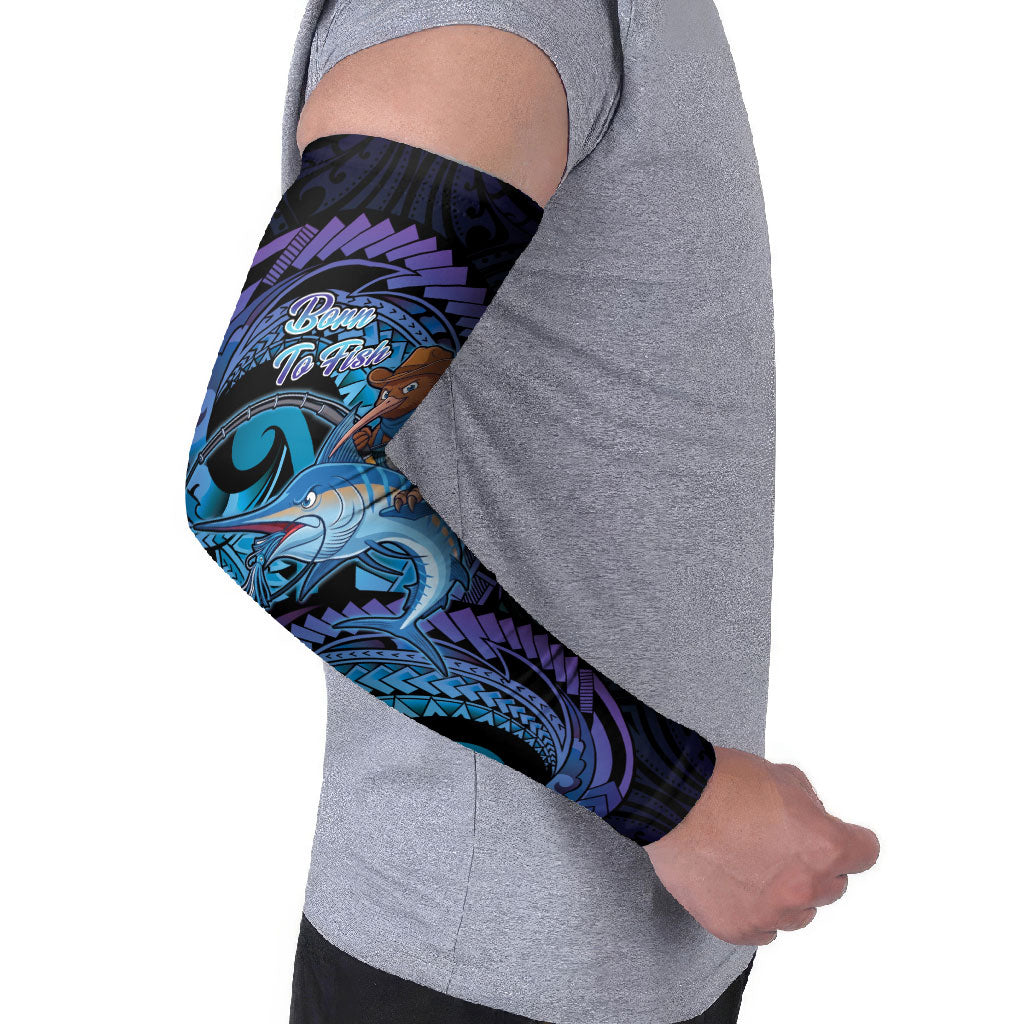 Personalised Blue Marlin Fishing New Zealand Arm Sleeves NZ Kiwi Cowboy Born To Fish LT14 - Polynesian Pride
