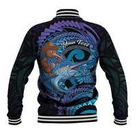 Personalised Blue Marlin Fishing New Zealand Baseball Jacket NZ Kiwi Cowboy Born To Fish