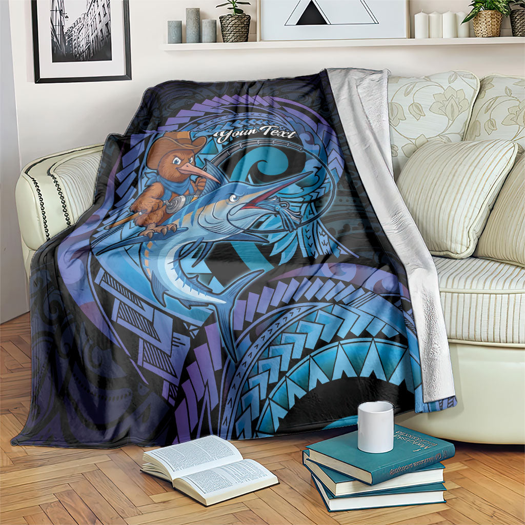 Personalised Blue Marlin Fishing New Zealand Blanket NZ Kiwi Cowboy Born To Fish