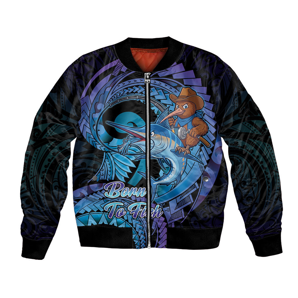 Personalised Blue Marlin Fishing New Zealand Bomber Jacket NZ Kiwi Cowboy Born To Fish