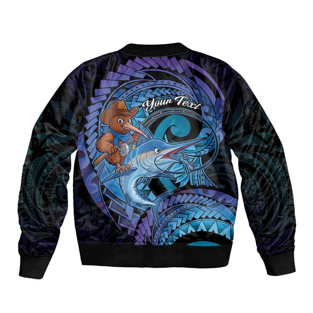 Personalised Blue Marlin Fishing New Zealand Bomber Jacket NZ Kiwi Cowboy Born To Fish