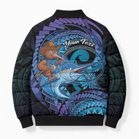 Personalised Blue Marlin Fishing New Zealand Bomber Puffer Jacket NZ Kiwi Cowboy Born To Fish