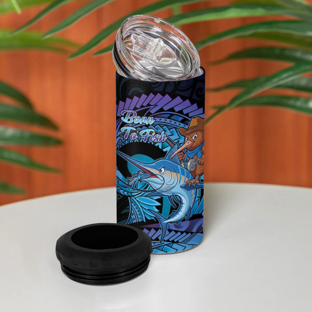 Personalised Blue Marlin Fishing New Zealand 4 in 1 Can Cooler Tumbler NZ Kiwi Cowboy Born To Fish LT14 - Polynesian Pride
