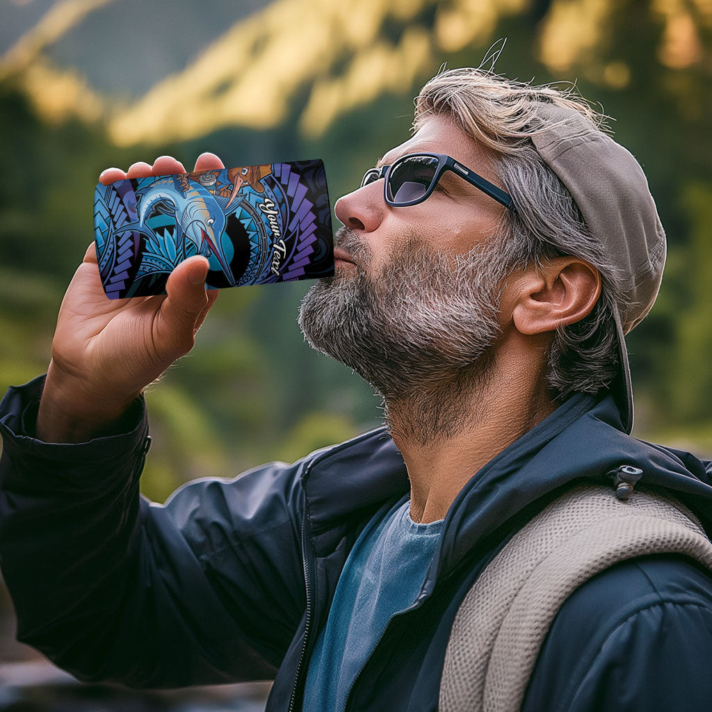 Personalised Blue Marlin Fishing New Zealand 4 in 1 Can Cooler Tumbler NZ Kiwi Cowboy Born To Fish LT14 - Polynesian Pride
