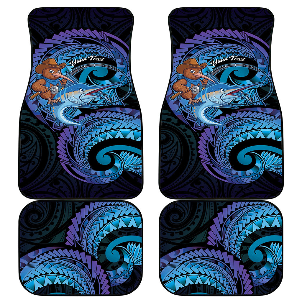 Personalised Blue Marlin Fishing New Zealand Car Mats NZ Kiwi Cowboy Born To Fish LT14 - Polynesian Pride