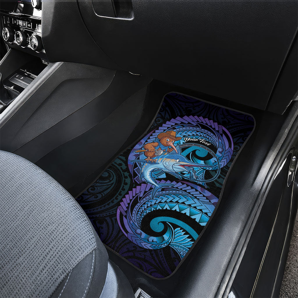 Personalised Blue Marlin Fishing New Zealand Car Mats NZ Kiwi Cowboy Born To Fish LT14 - Polynesian Pride