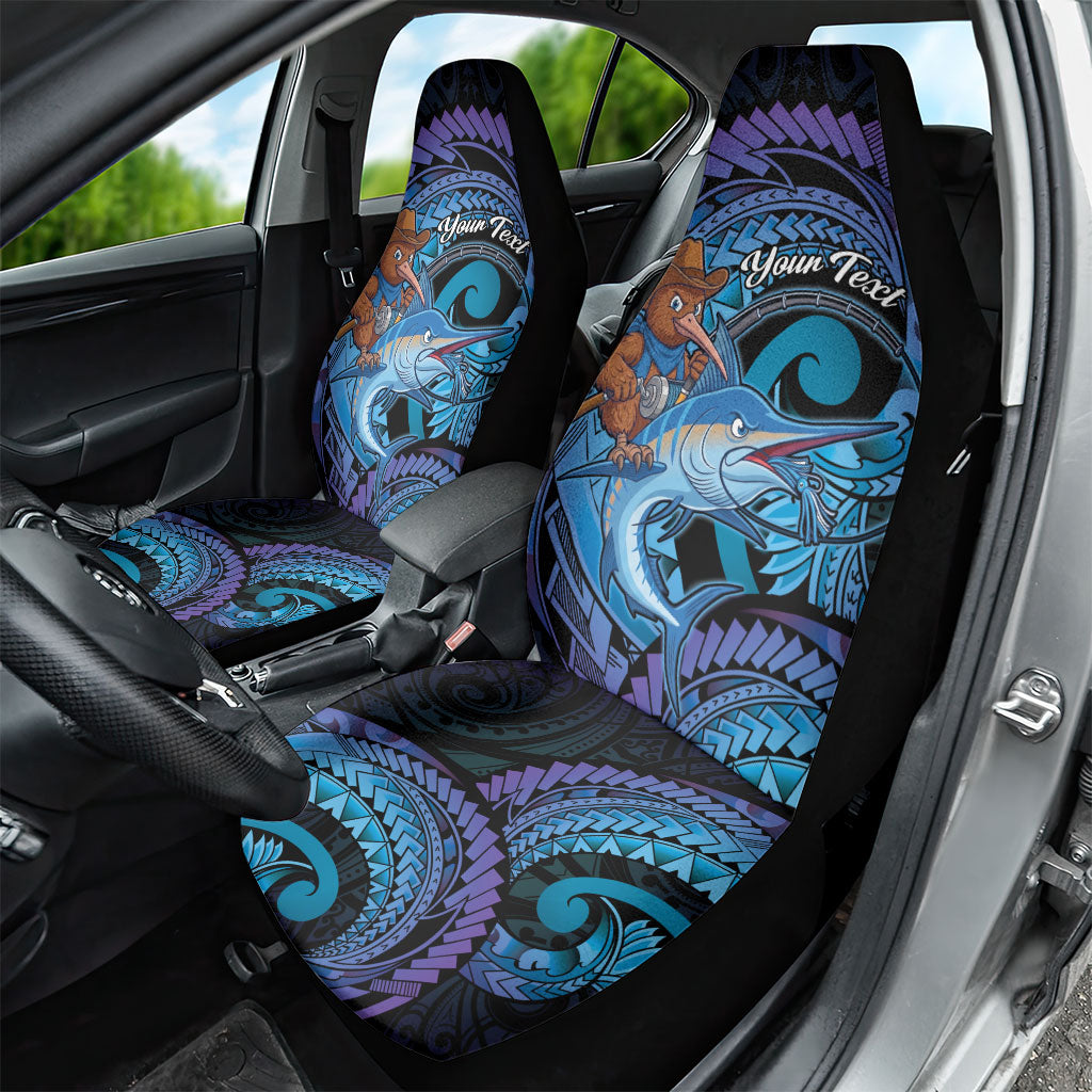 Personalised Blue Marlin Fishing New Zealand Car Seat Cover NZ Kiwi Cowboy Born To Fish LT14 - Polynesian Pride
