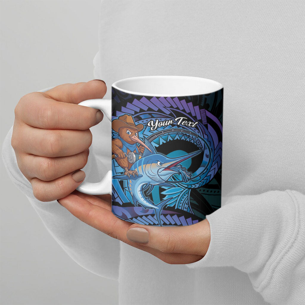 Personalised Blue Marlin Fishing New Zealand Ceramic Mug NZ Kiwi Cowboy Born To Fish