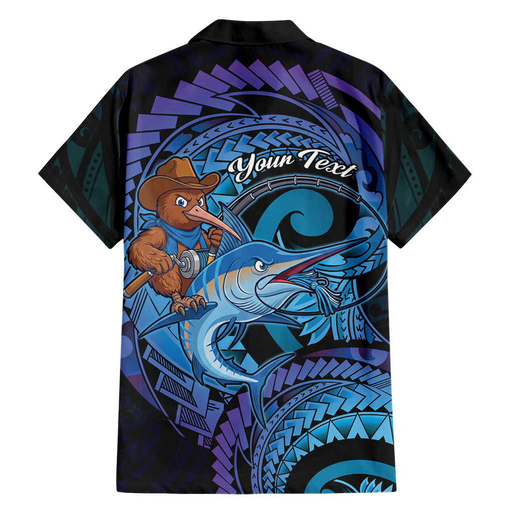 Personalised Blue Marlin Fishing New Zealand Family Matching Tank Maxi Dress and Hawaiian Shirt NZ Kiwi Cowboy Born To Fish LT14 - Polynesian Pride