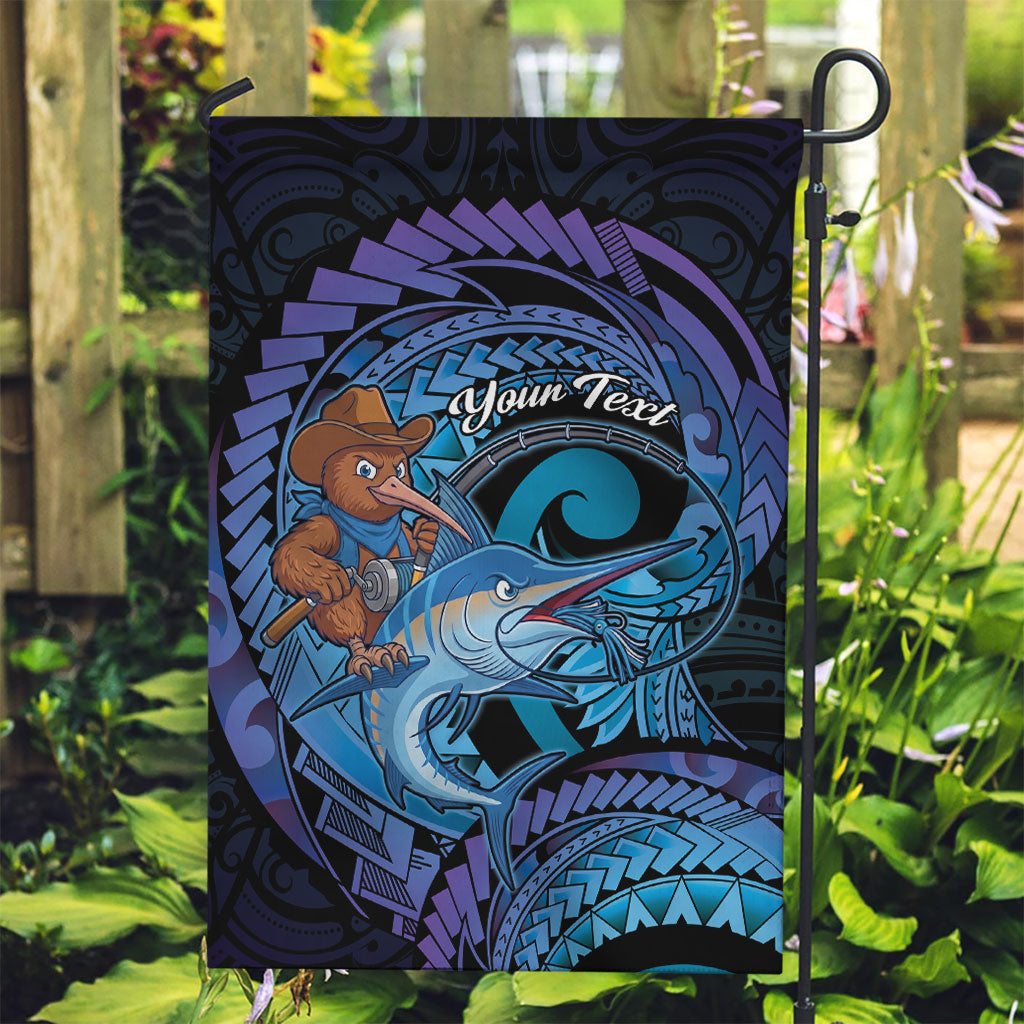 Personalised Blue Marlin Fishing New Zealand Garden Flag NZ Kiwi Cowboy Born To Fish LT14 Garden Flag Purple - Polynesian Pride